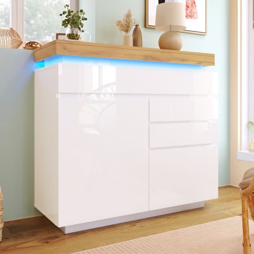 Modern High Gloss Sideboard with App-Controlled LED Lighting - image 2