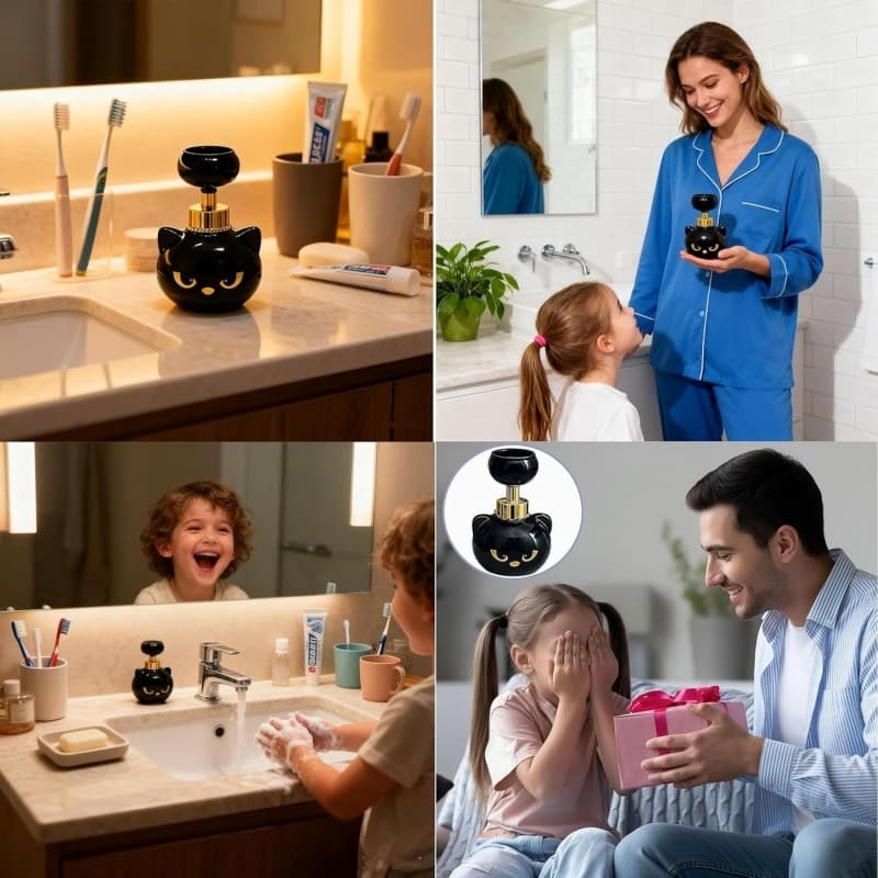 Black Cat Soap Dispenser with Built-In Bowl - image 13