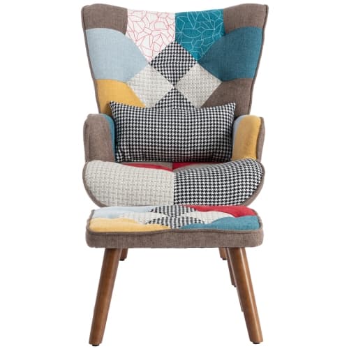 Multi-Colour Lounge Chair & Matching Ottoman Set - image 14