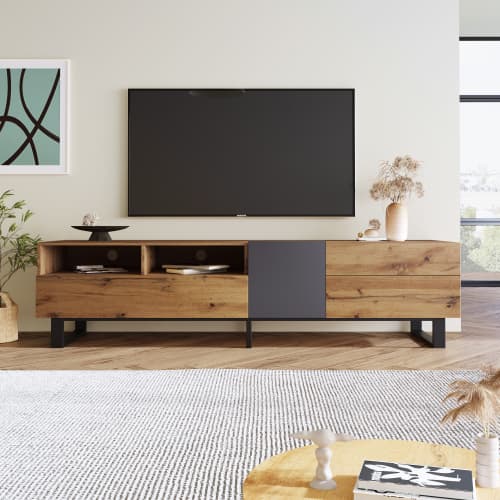 Modern TV Stand with Wood Grain Finish (180cm) - image 5