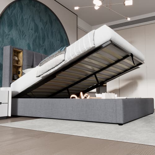 Upholstered King Size Ottoman Bed with Smart Headboard - image 7