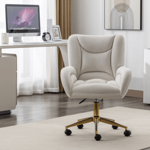 Elevate Your Home Office with a Chic Ivory Velvet Chair - image 2