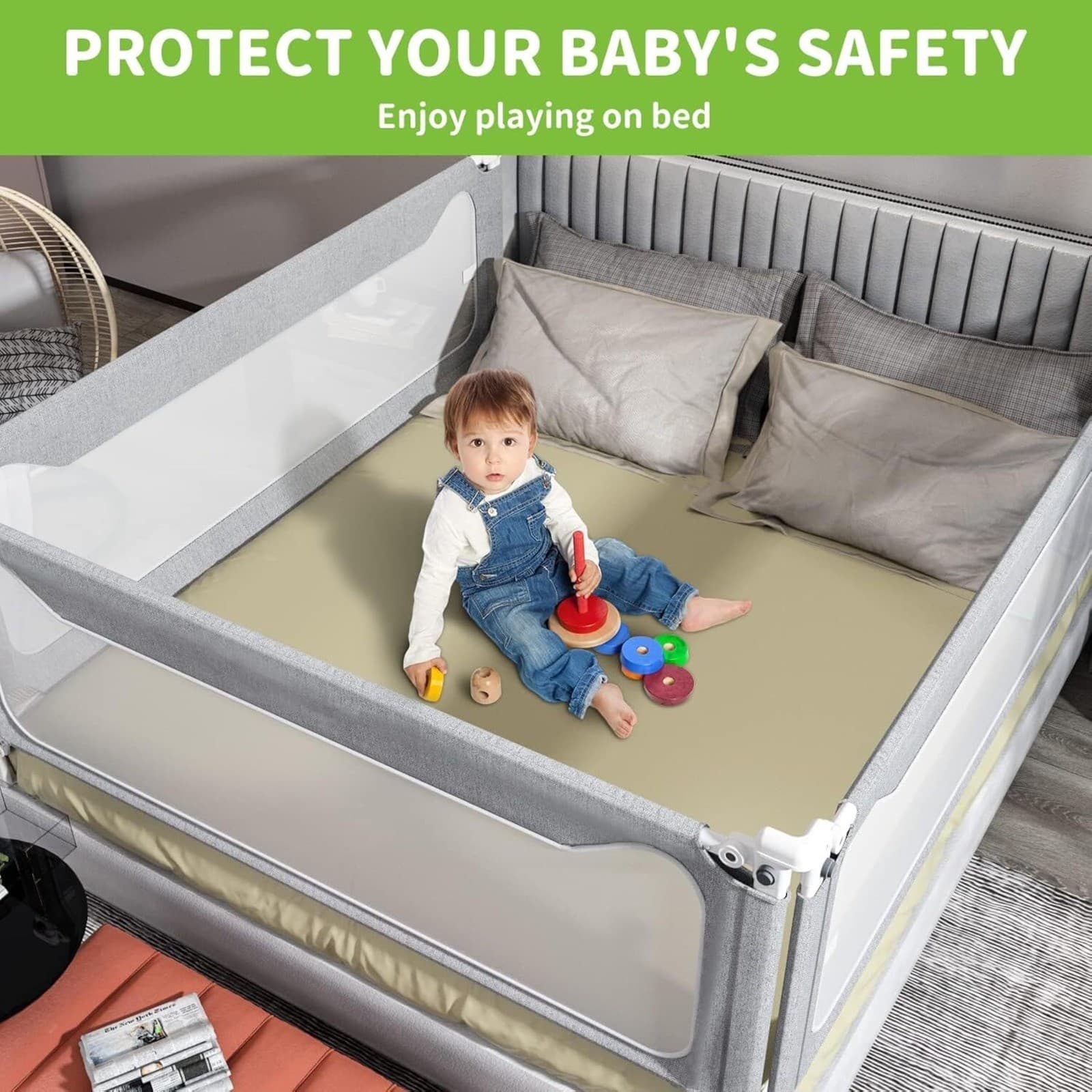 1.5m Adjustable Toddler Bed Guard for Peaceful Nights - image 3