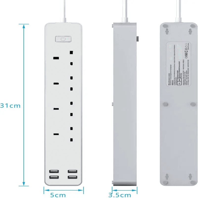 4-Gang Extension Lead with USB Fast Charging for Desk and Bedside - image 10