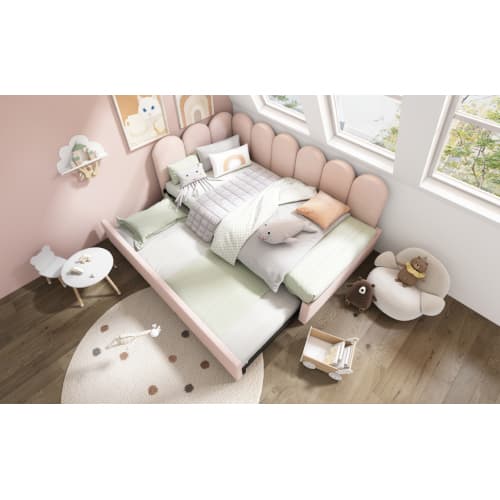 Upholstered Daybed in Pink Velvet with Pull-Out Guest Bed - image 2
