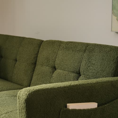 Chic 2 Seater Click Clack Sofa Bed with Side Pockets - image 25