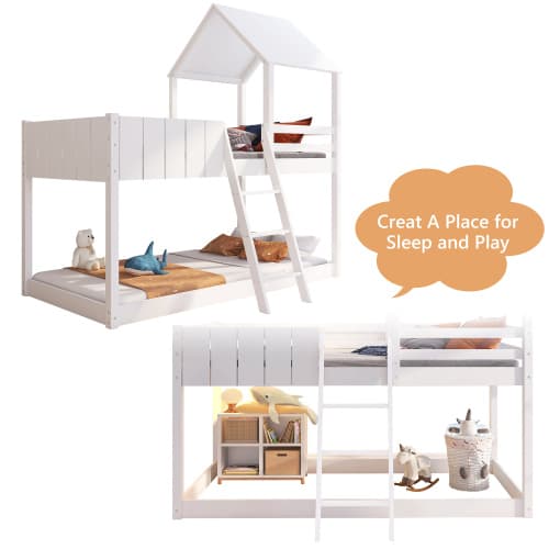 Solid Wood Treehouse Mid-Sleeper Cabin Bed for Kids - image 3