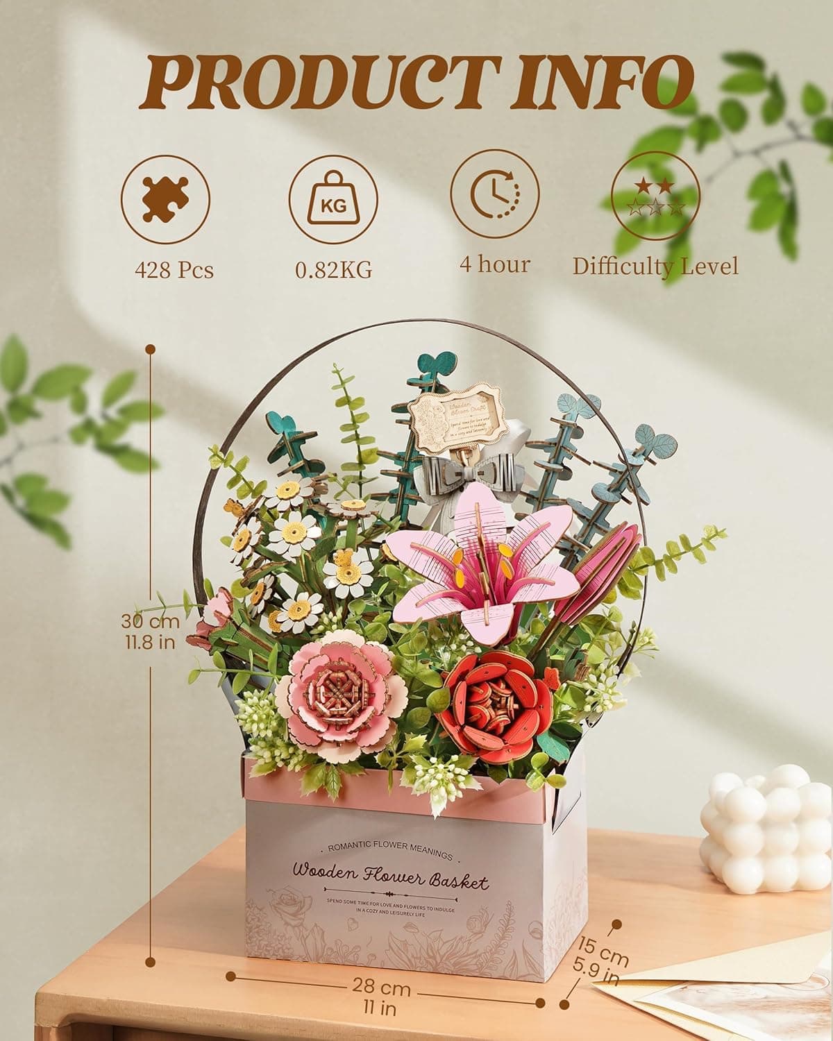 Transform Your Space with this 3D Wooden Flower Basket - image 4