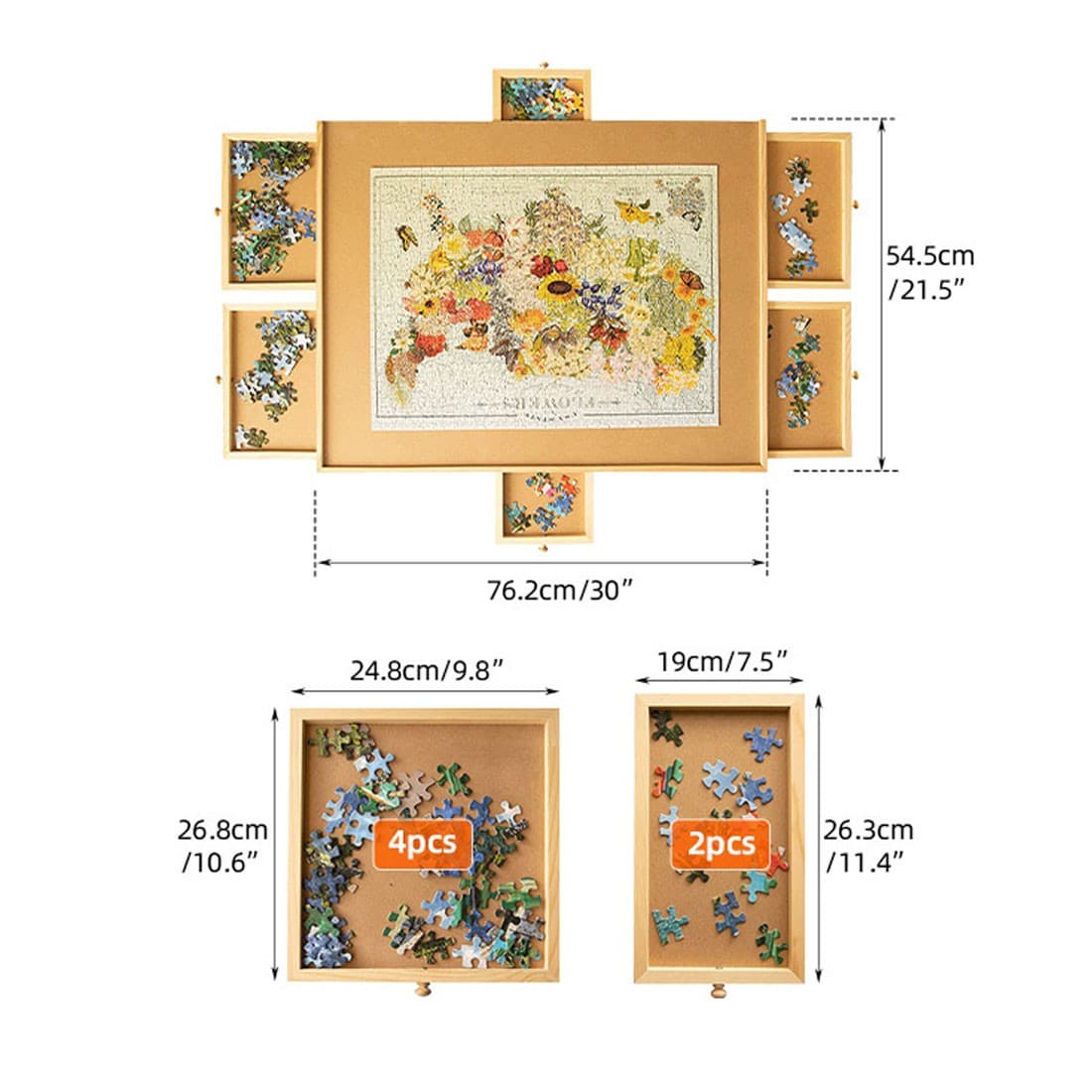 Premium Wooden Puzzle Board with 6 Sorting Drawers - image 8