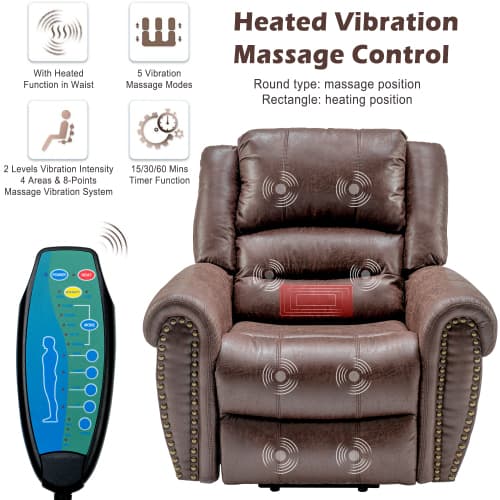 Large Faux Leather Power Lift Recliner with Massage & Heat - image 16