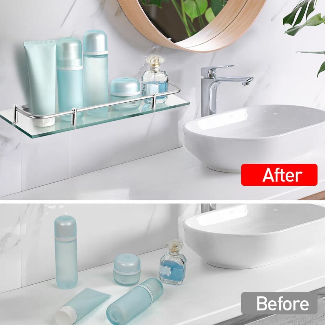 Wall-Mounted Glass Bathroom Shelf & Caddy - image 8