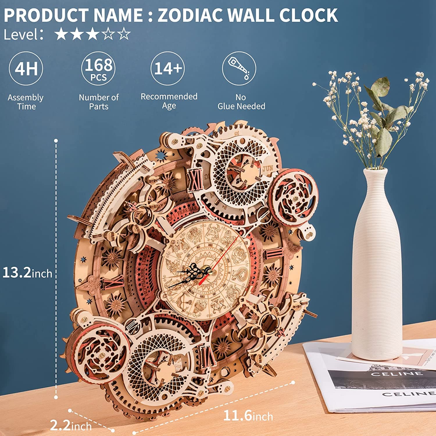 DIY Kit: Wooden Zodiac Wall Clock 3D Puzzle - image 13