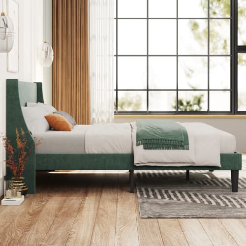 Transform Your Bedroom with this Dark Green Velvet Double Bed - image 1