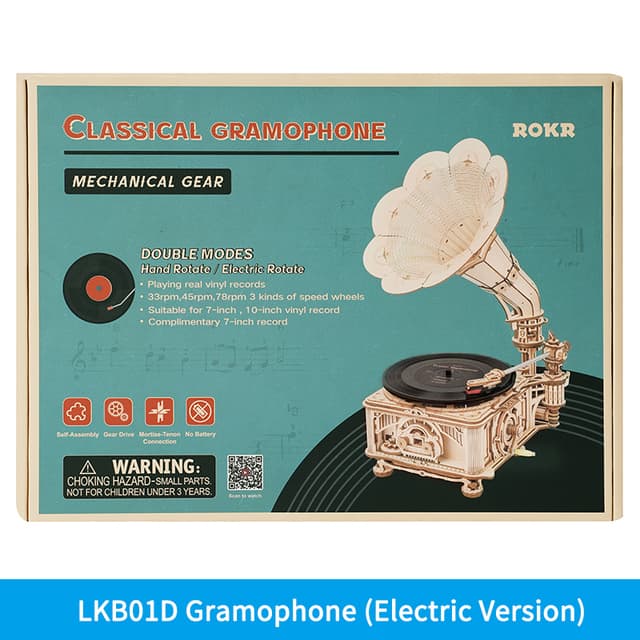 Classic Gramophone Wooden Model Kit (ROKR LKB01) - image 8