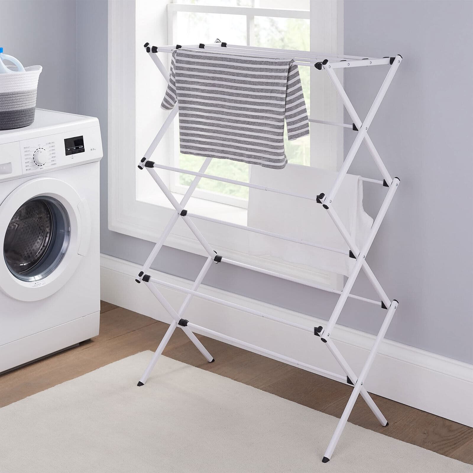 Fold-Away Metal Clothes Airer with Three Drying Tiers - image 9