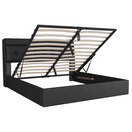 Upholstered Ottoman Bed with Hydraulic Storage & Headboard Compartment (4ft6 Double) - image 9