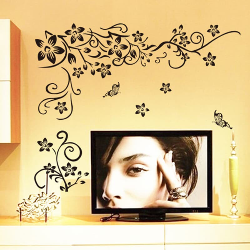 Peel-and-Stick Floral Vine Wall Decal in Charcoal Grey - image 5