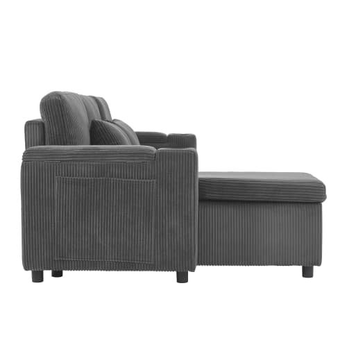 Transform Your Space with this Grey Corduroy Corner Sofa Bed - image 7