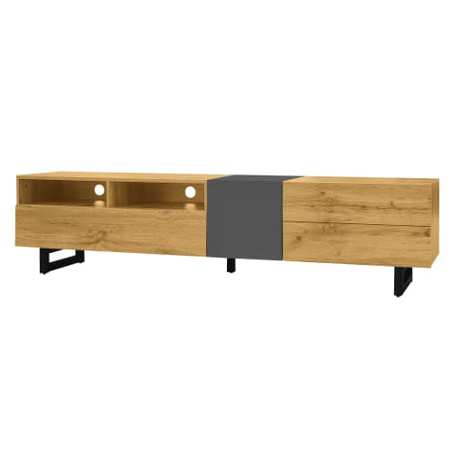 Industrial Style TV Stand, 170cm, in Wood and Grey - image 6