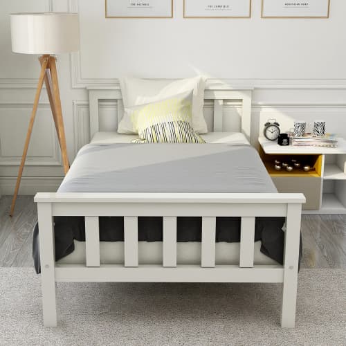 Solid Pine Wood Single Bed in Classic White - image 17