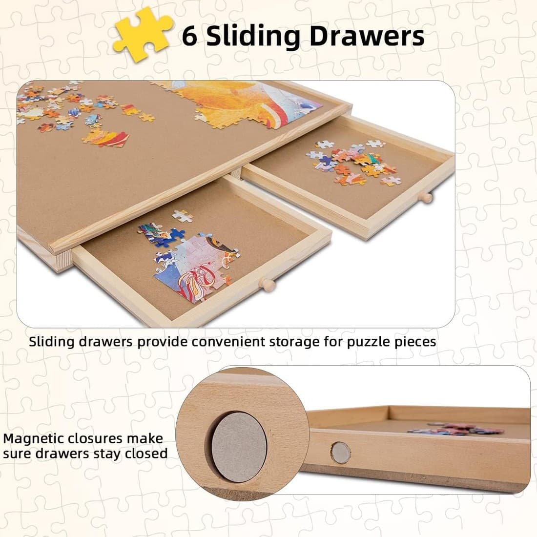 Premium Wooden Puzzle Board with 6 Sorting Drawers - image 10