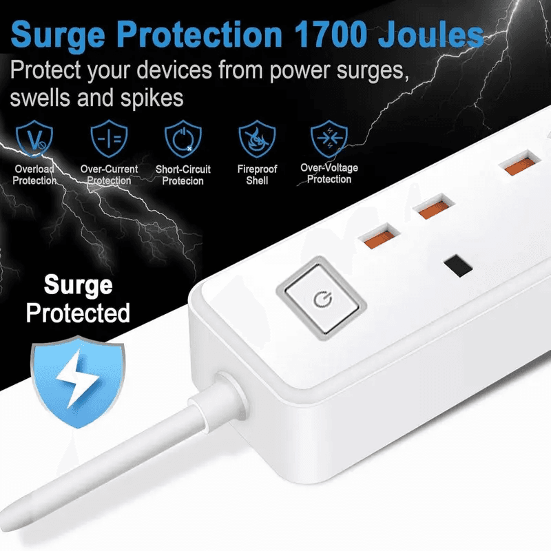 4-Gang Extension Lead with USB Fast Charging for Desk and Bedside - image 9