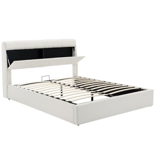 Upholstered Ottoman Bed with Hydraulic Storage & Headboard Compartment (4ft6 Double) - image 32