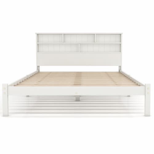 Solid Wood Double Storage Bed with Shelves and Underbed Drawer - image 1