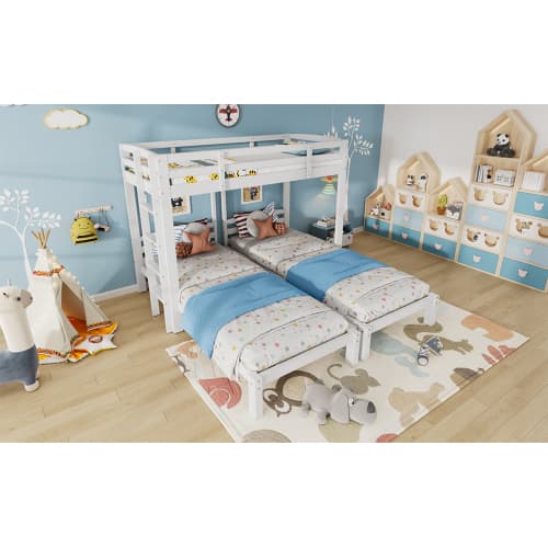 Triple Sleeper Bunk Bed for Kids & Teens - White - image 8