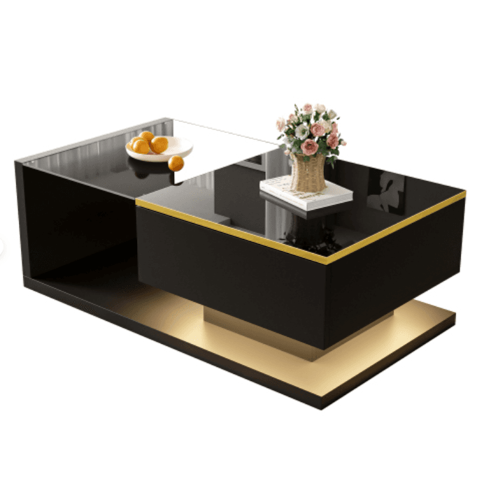 Modern High Gloss Coffee Table with Glass Top and LED Lighting - image 13