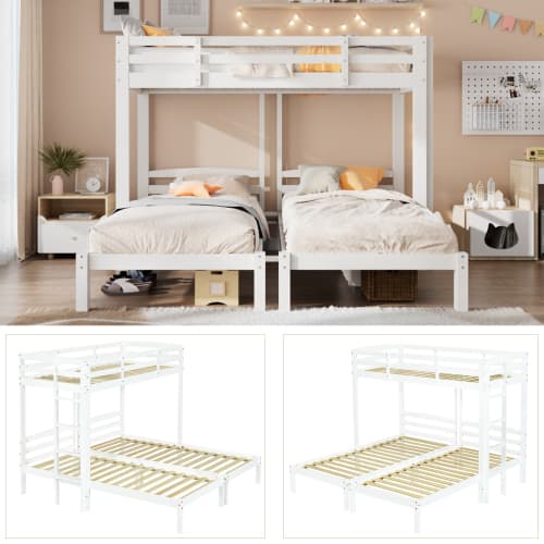 Triple Sleeper Bunk Bed for Kids & Teens - White - image 9