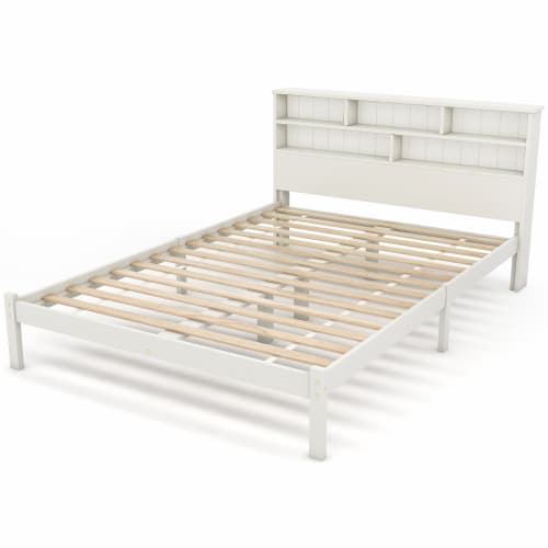 Solid Wood Double Storage Bed with Shelves and Underbed Drawer - image 2