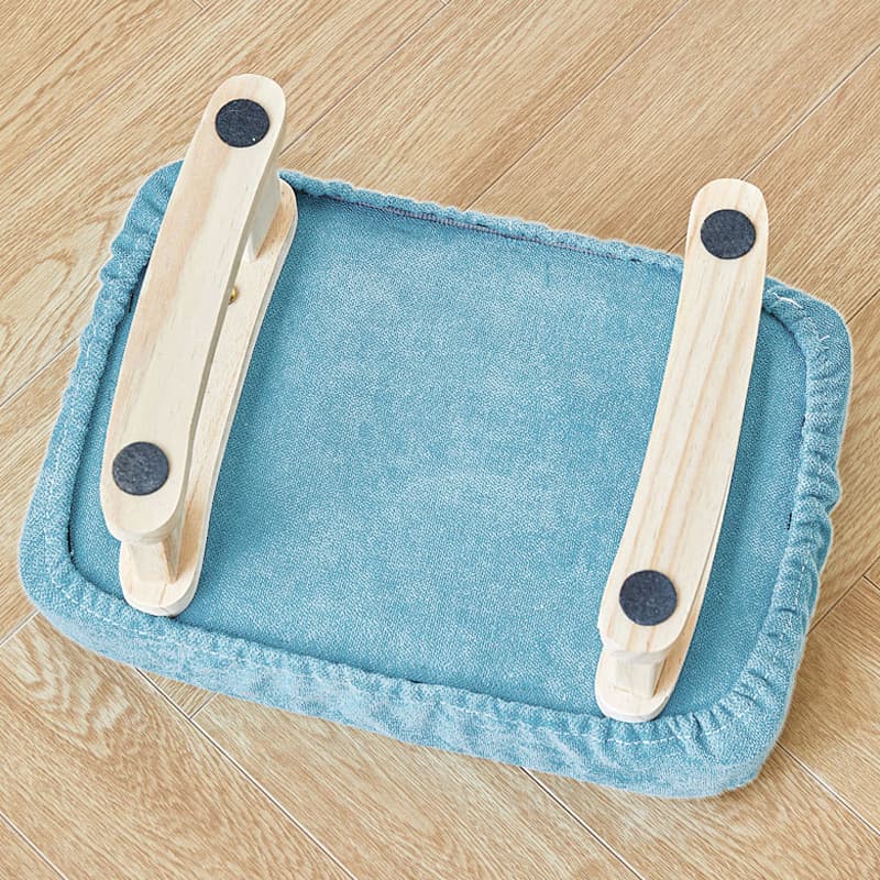 Effortless Comfort: Small Linen & Pine Wood Footstool - image 7
