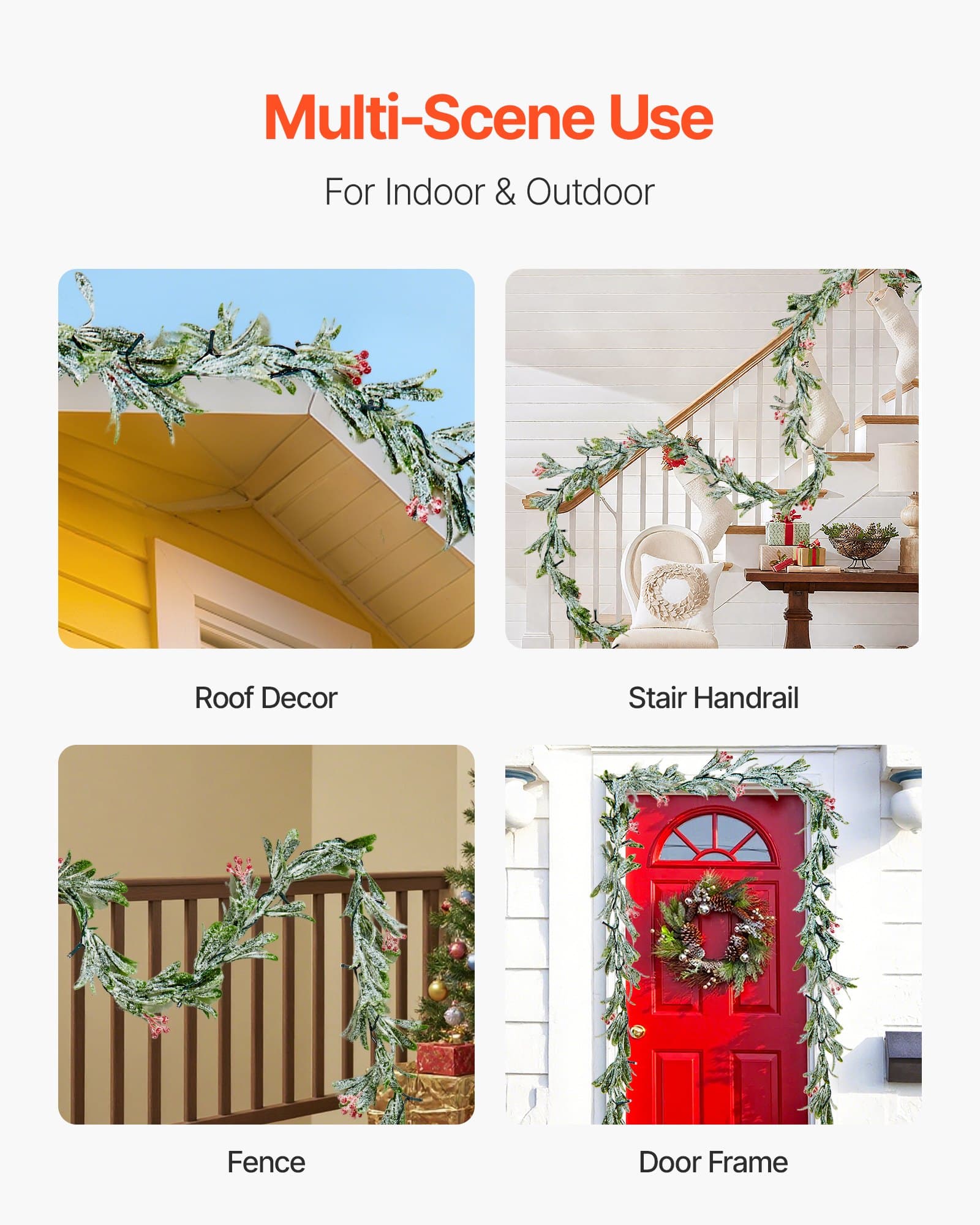 Pre-Lit 9ft Christmas Garland with Olive Leaves & Red Berries - image 7