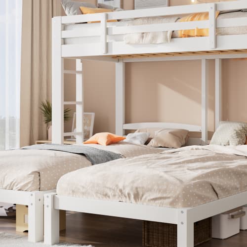Triple Sleeper Bunk Bed for Kids & Teens - White - image 18