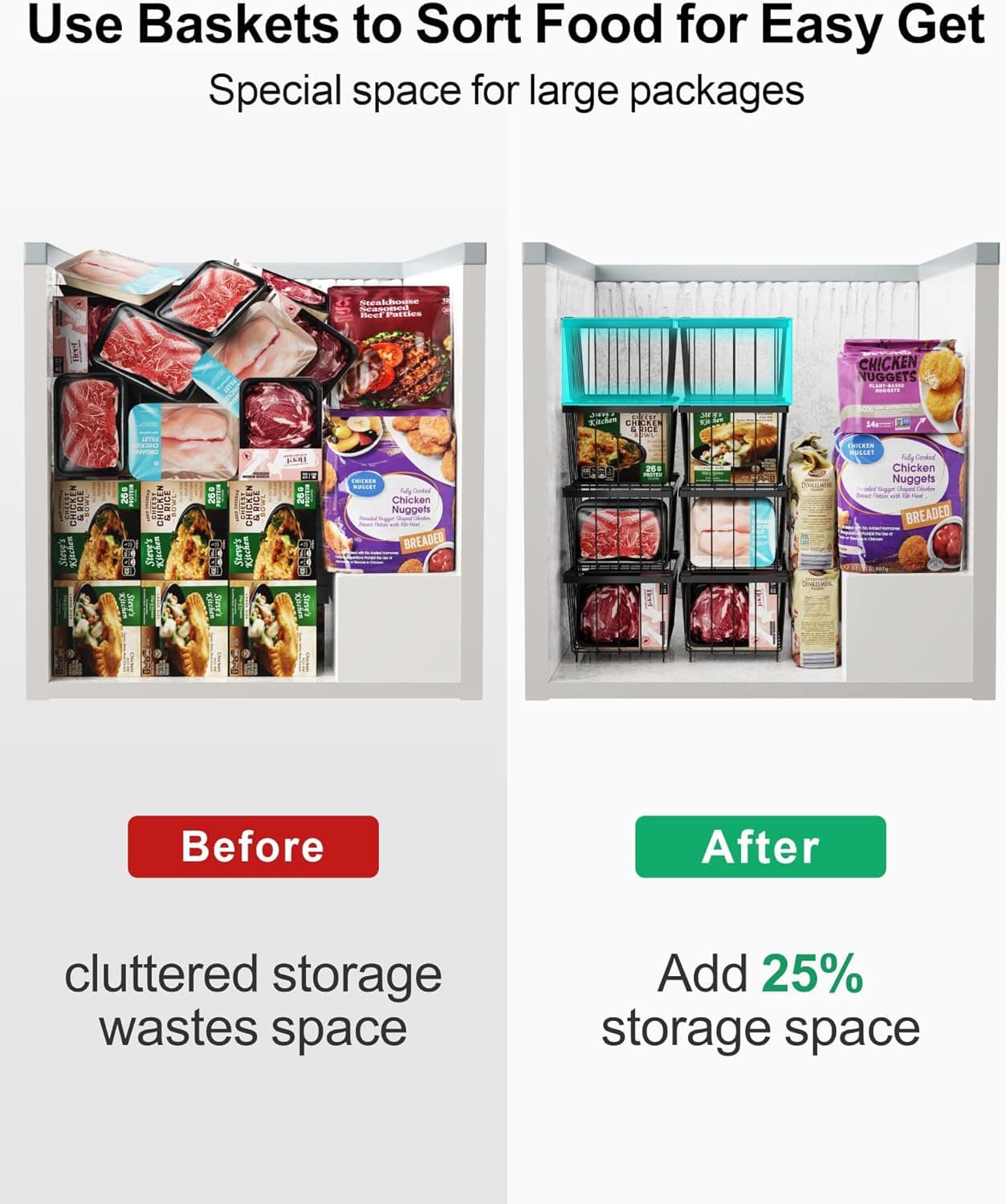 Stackable Organiser Baskets for Chest Freezers & Pantries (4-Pack) - image 5