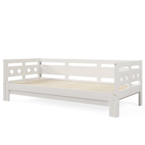 Single Wooden Day Bed with Pull-Out Trundle and Heart Design - image 10