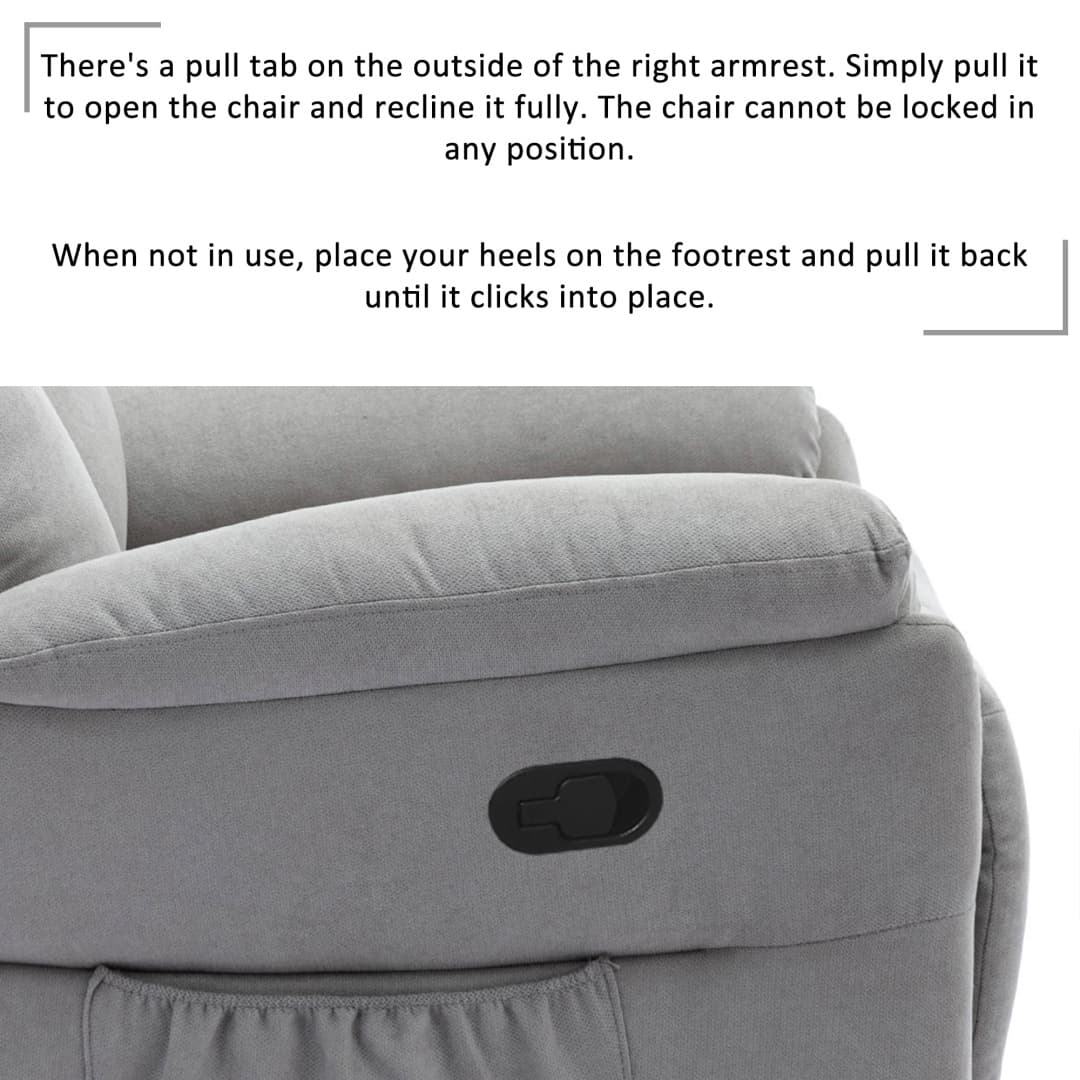 Comfortable Fabric Recliner Armchair with Adjustable Footrest - image 16