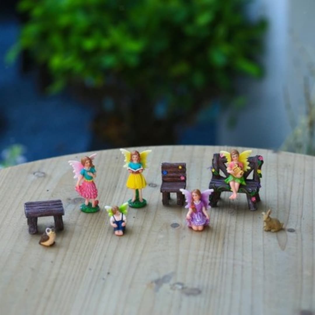 10-Piece Fairy Garden Miniature Set — Fairies, Animals and Furniture - image 10