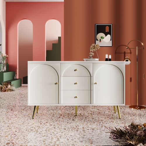 Modern Cream White Sideboard with Arched Drawer Fronts - image 3