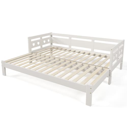 Single Wooden Day Bed with Pull-Out Trundle and Heart Design - image 9