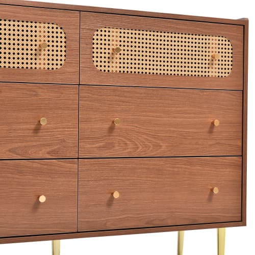 Vintage-Style Sideboard with 6 Rattan-Front Drawers - image 24