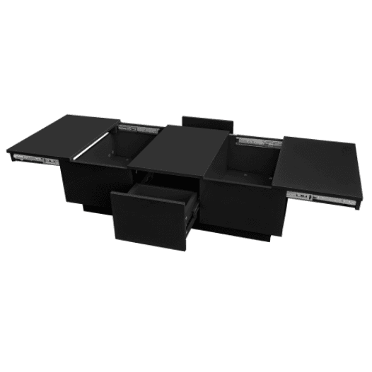 White High Gloss Coffee Table with Hidden Storage - Black