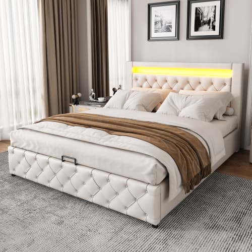 Transform Your Bedroom With This White LED Storage Bed - image 2