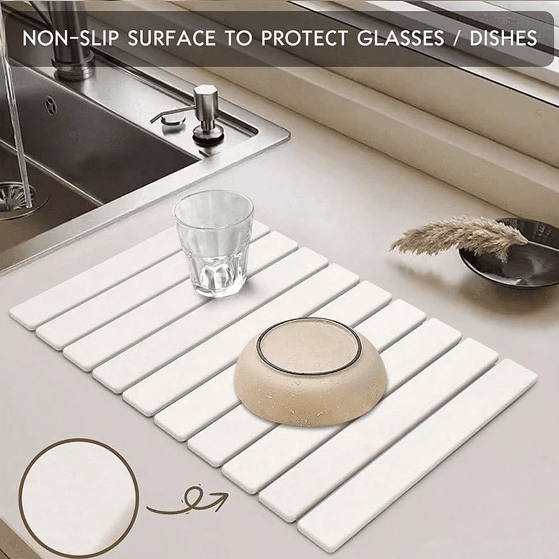 White Foldable Diatomite Drying Mat for Effortless Kitchens - image 5