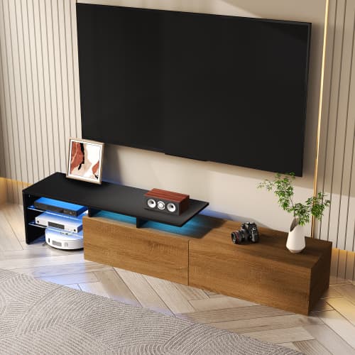 Contemporary TV Unit with LED Ambient Lighting & Storage - image 7