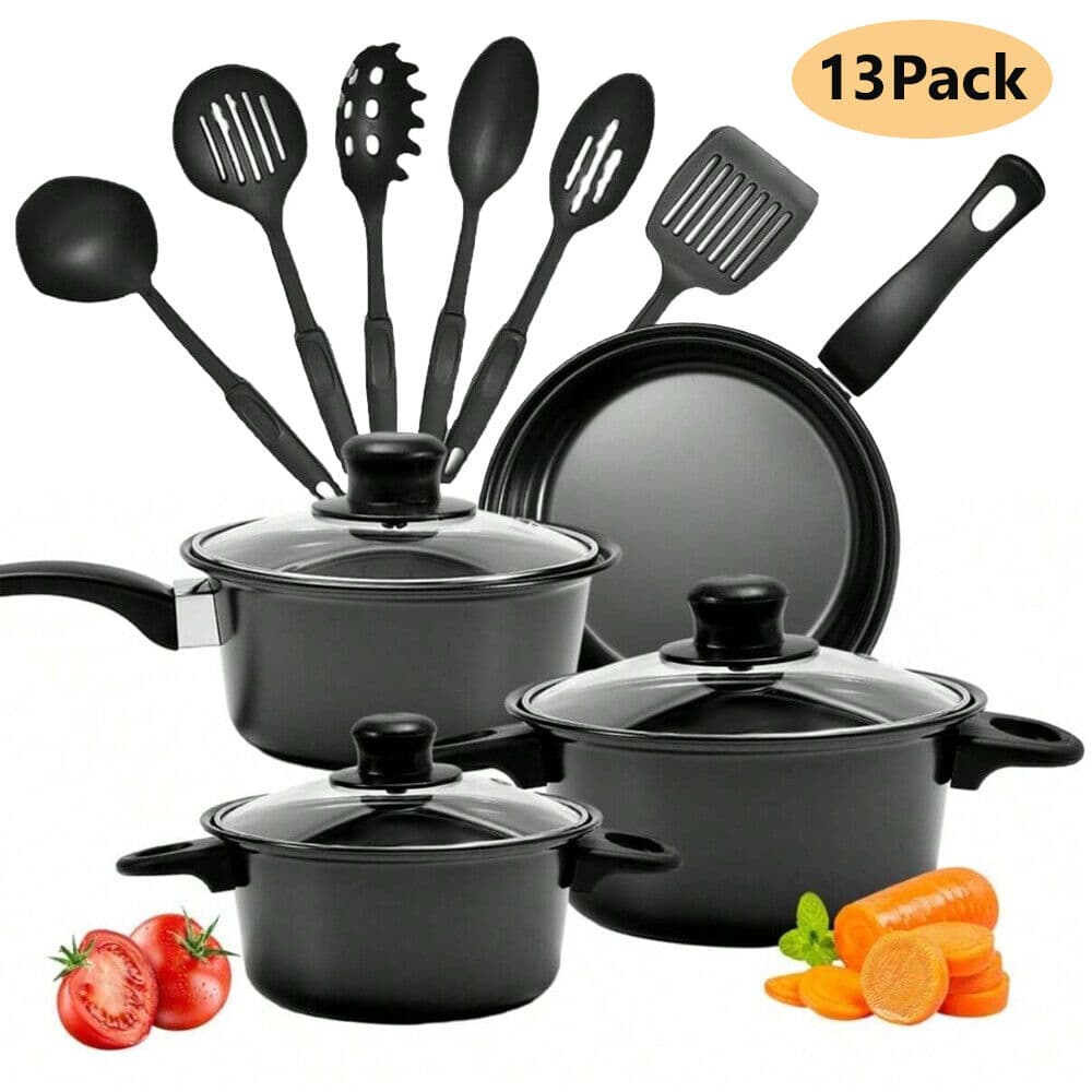 13-Piece Black Non-Stick Cookware Set with Seven Cooking Utensils - image 21