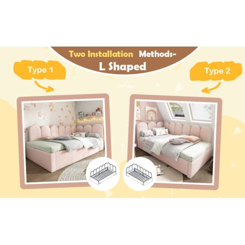 Upholstered Daybed in Pink Velvet with Pull-Out Guest Bed - image 6