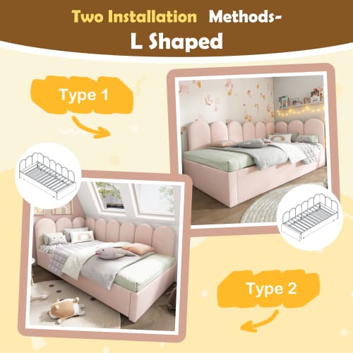 Upholstered Daybed in Pink Velvet with Pull-Out Guest Bed - image 12