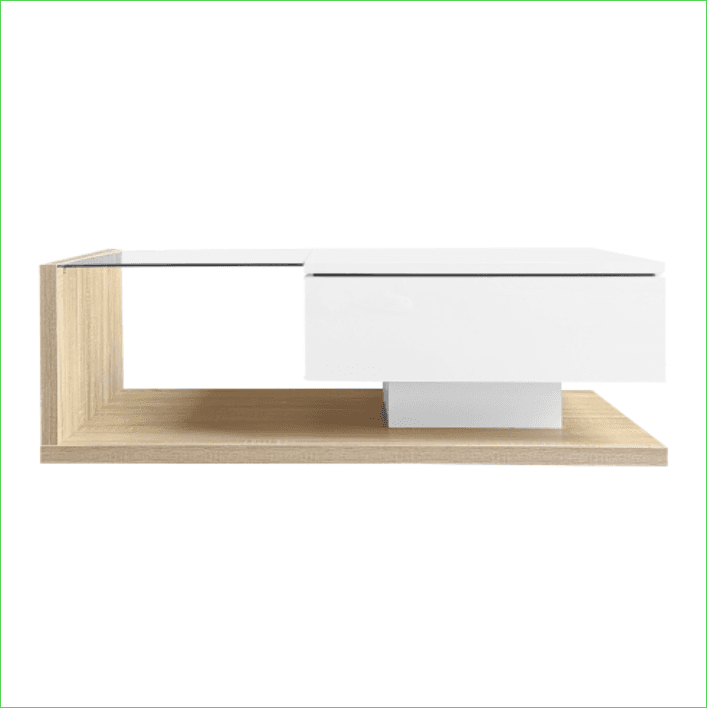 Modern Coffee Table with LED Lights, White High Gloss & Wood Finish - image 22